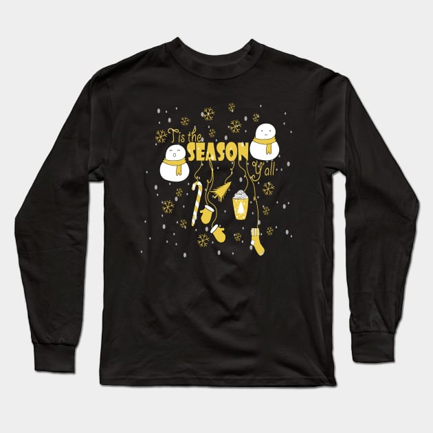 Tis the Season New Year Snowman tree Vibes coffee Love Cute Holiday Gift Long Sleeve T-Shirt by Day81
